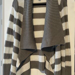 Striped Tan and Cream Sparkle Women's Sweater